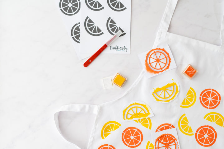 The Citrus Fruit Stencilled Apron Craft Kit