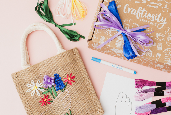 Stitch a Floral Ribbon Embroidered Bag: May’s Craft Kit