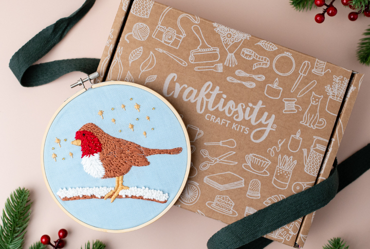 The Festive Beaded Stitched Robin Craft Kit