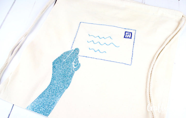 Transfer & Embroidery Drawstring Bag Craft Kit and Tutorial