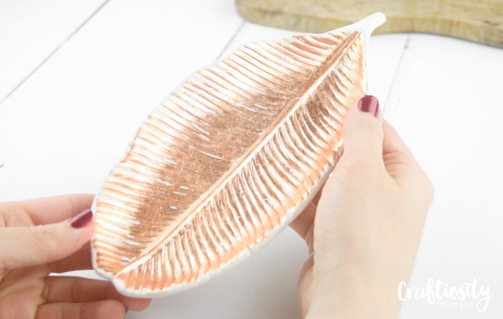 Copper Leaf Ceramic Dish Craft Kit & Tutorial