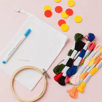 Embroidered Noughts & Crosses Drawstring Bag Craft Kit