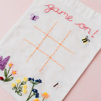 Embroidered Noughts & Crosses Drawstring Bag Craft Kit